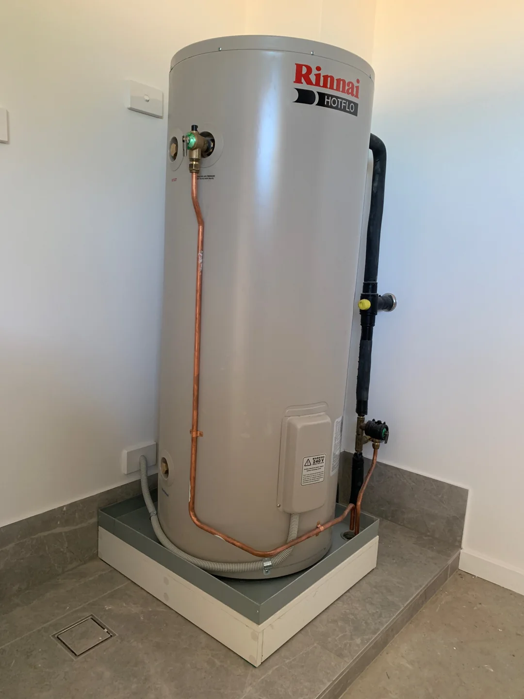 Rinnai hot water system installed by Wave Plumbing Services